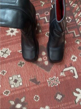 Tommy Hilfiger Black Leather Heeled Boots